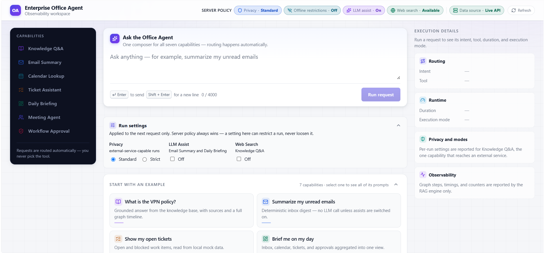 Enterprise Office Agent desktop workspace